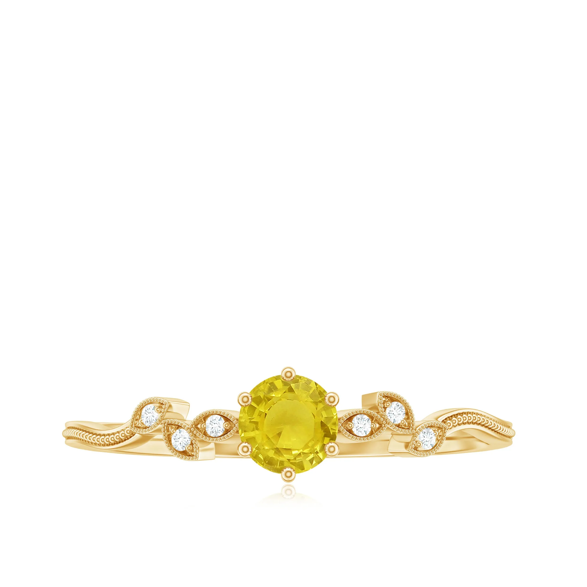 Minimal Yellow Sapphire and Diamond Leaf Promise Ring