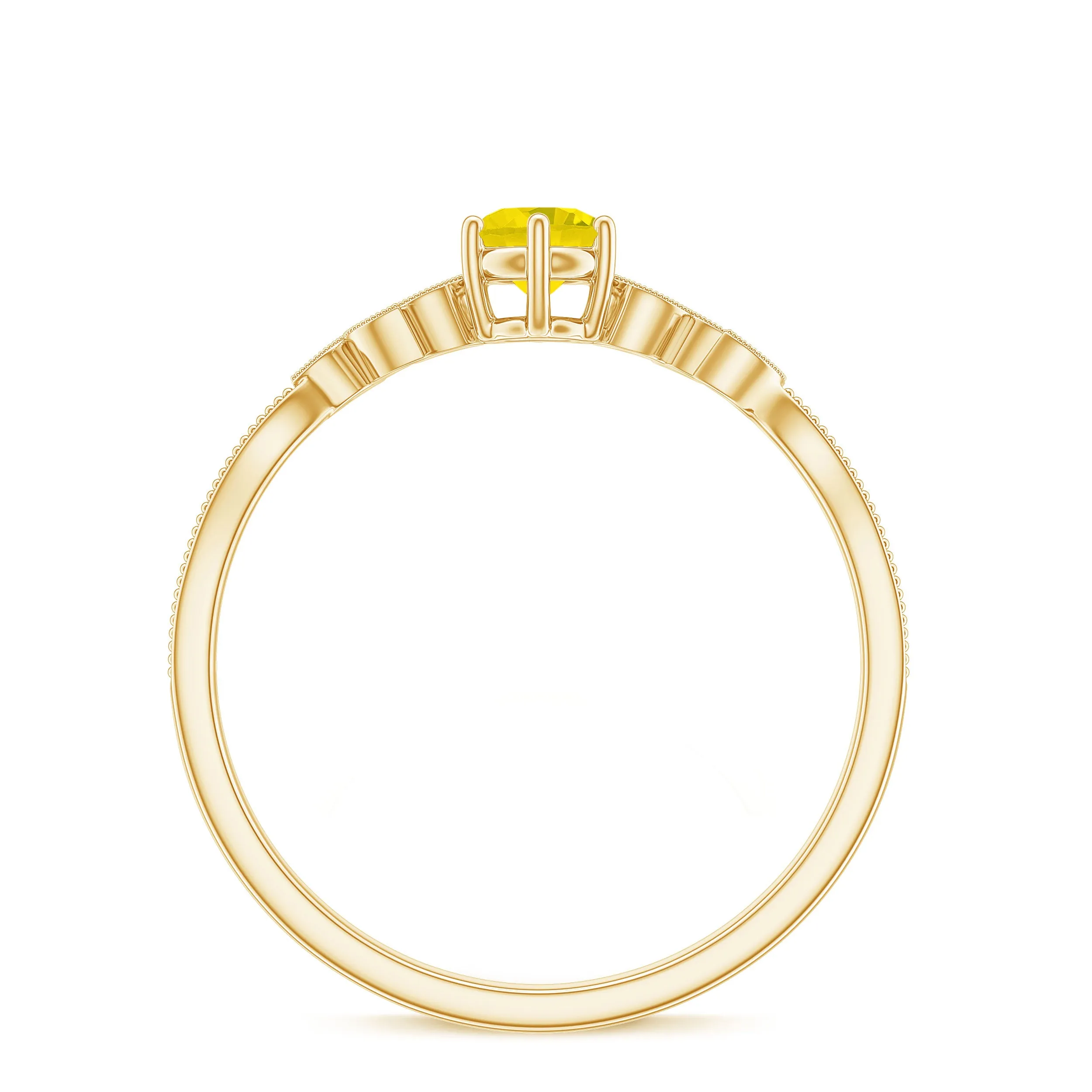 Minimal Yellow Sapphire and Diamond Leaf Promise Ring