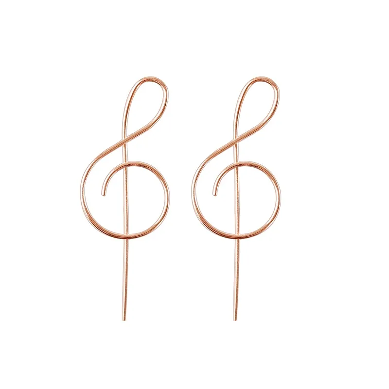 Minimalist Jewelry Music Stud Earrings For Women in Gold Color