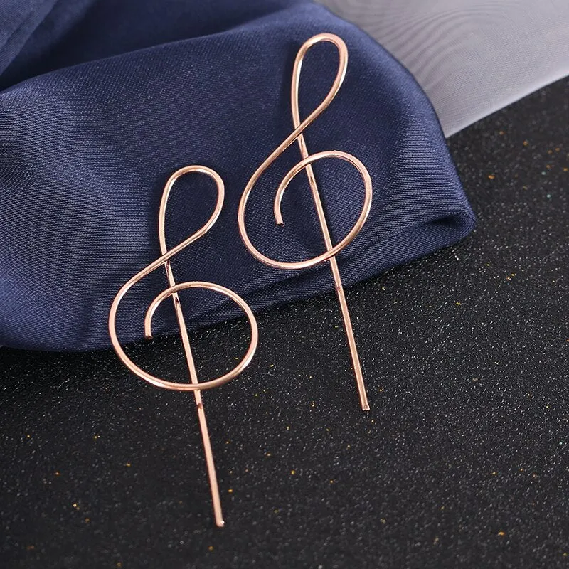 Minimalist Jewelry Music Stud Earrings For Women in Gold Color