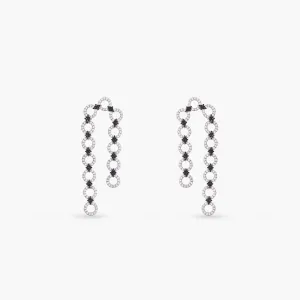 Monochrome Play Linked CZ Silver Drop Earring