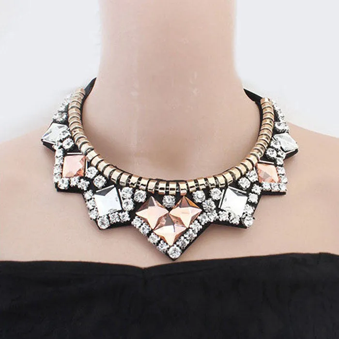 Multicolor Crystal Collar Statement Necklace Women Necklaces & Pendants Jewelry For Gift Party