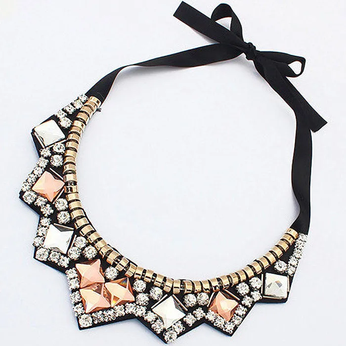 Multicolor Crystal Collar Statement Necklace Women Necklaces & Pendants Jewelry For Gift Party