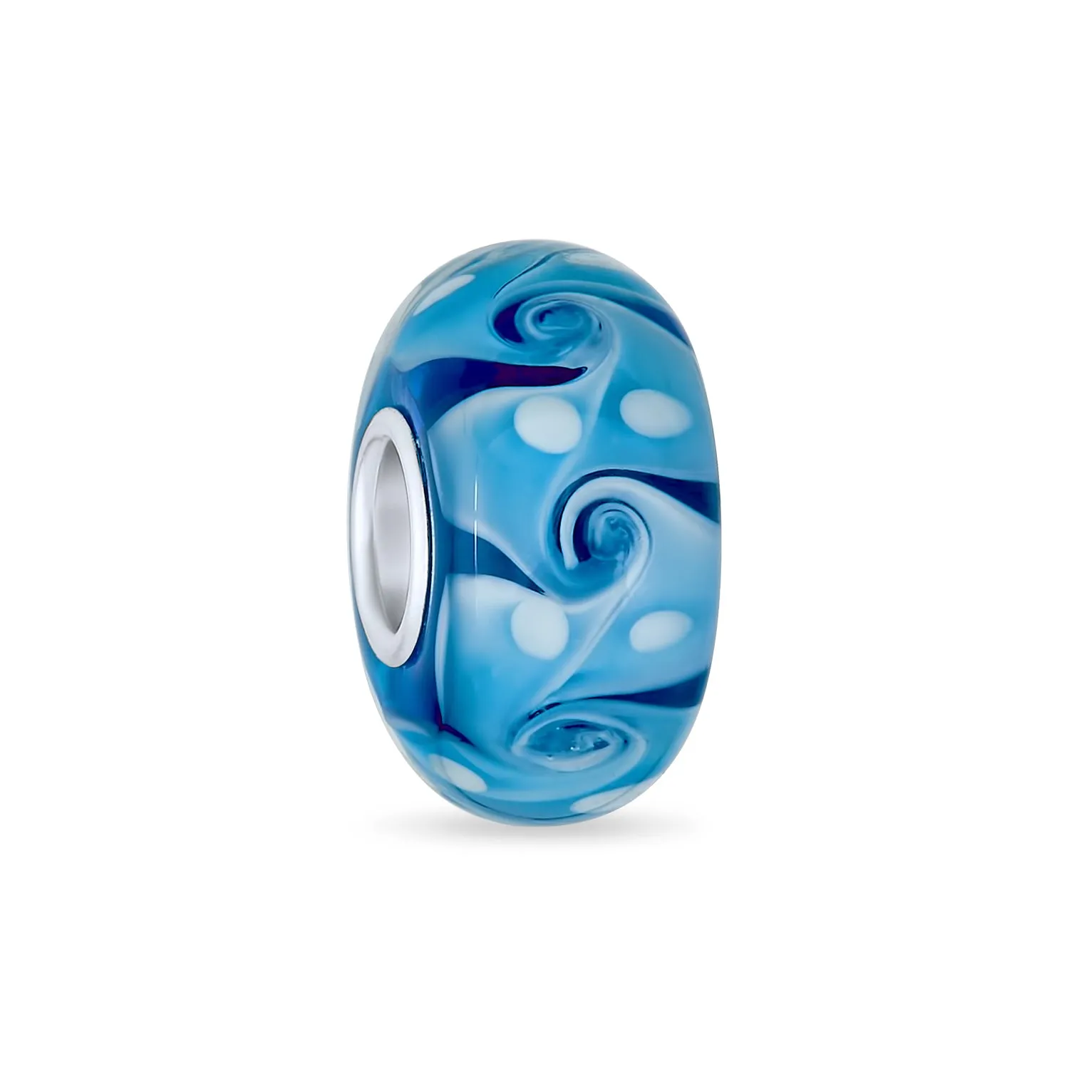 Murano Glass Charm Bead Green Red Blue Aqua Wave Swirl Spacer for Bracelet