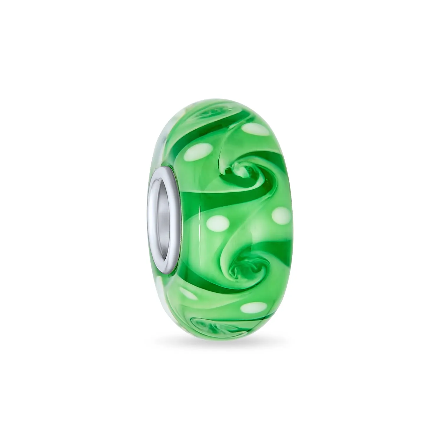 Murano Glass Charm Bead Green Red Blue Aqua Wave Swirl Spacer for Bracelet