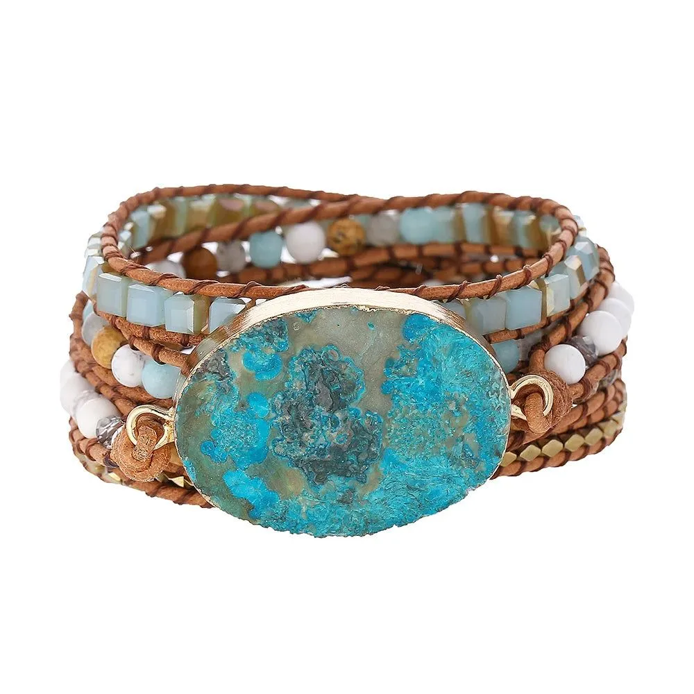 Natural Ocean Stone Druzy Bracelet