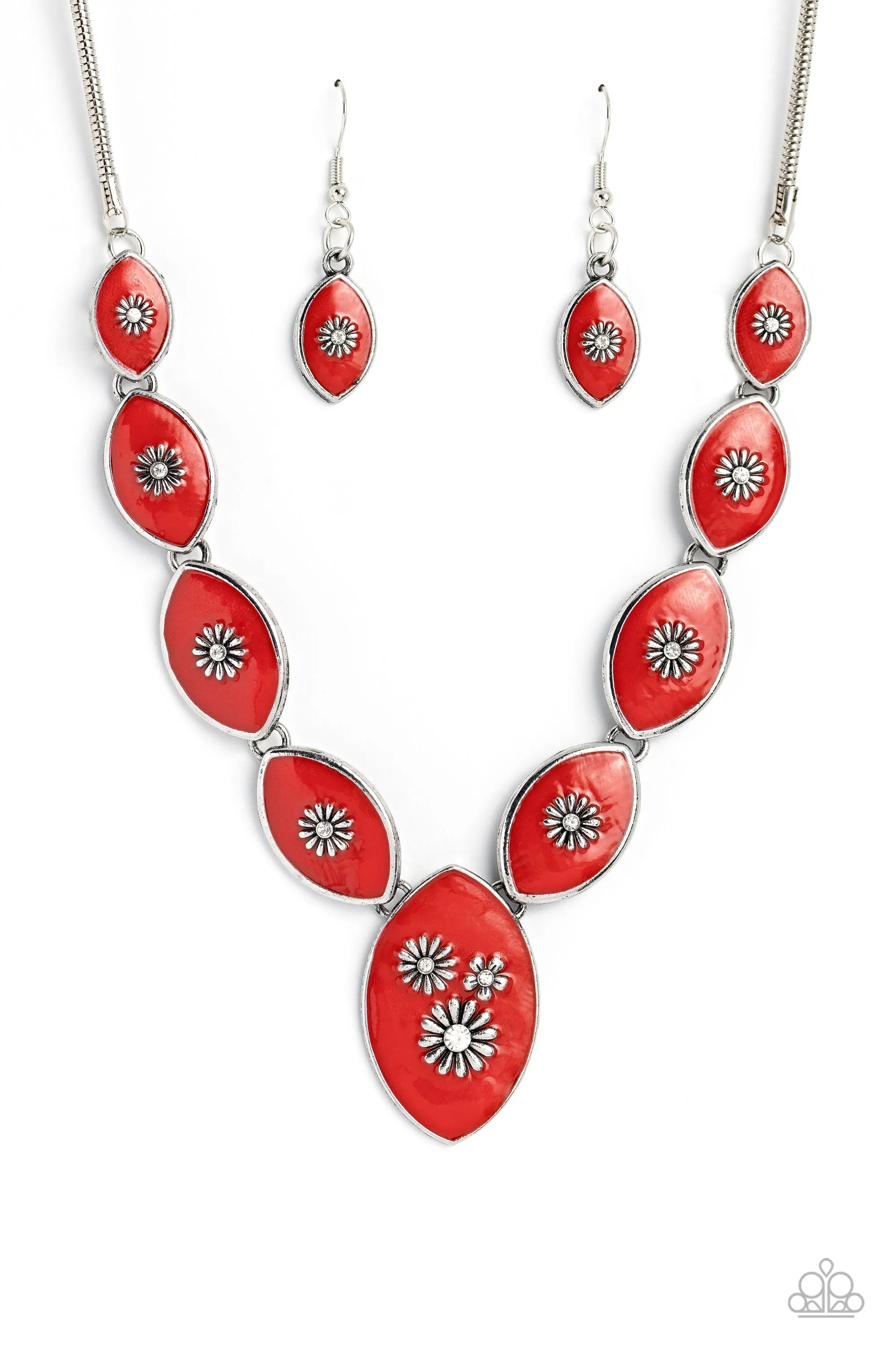 Necklaces Pressed Flowers - Red N2226