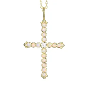 Opal Bezel Cross Necklace