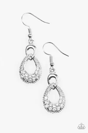 Paparazzi Earring ~ Glitter Control - White