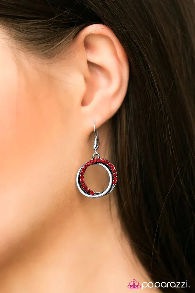 Paparazzi Earring ~ Go On and Sparkle - Red