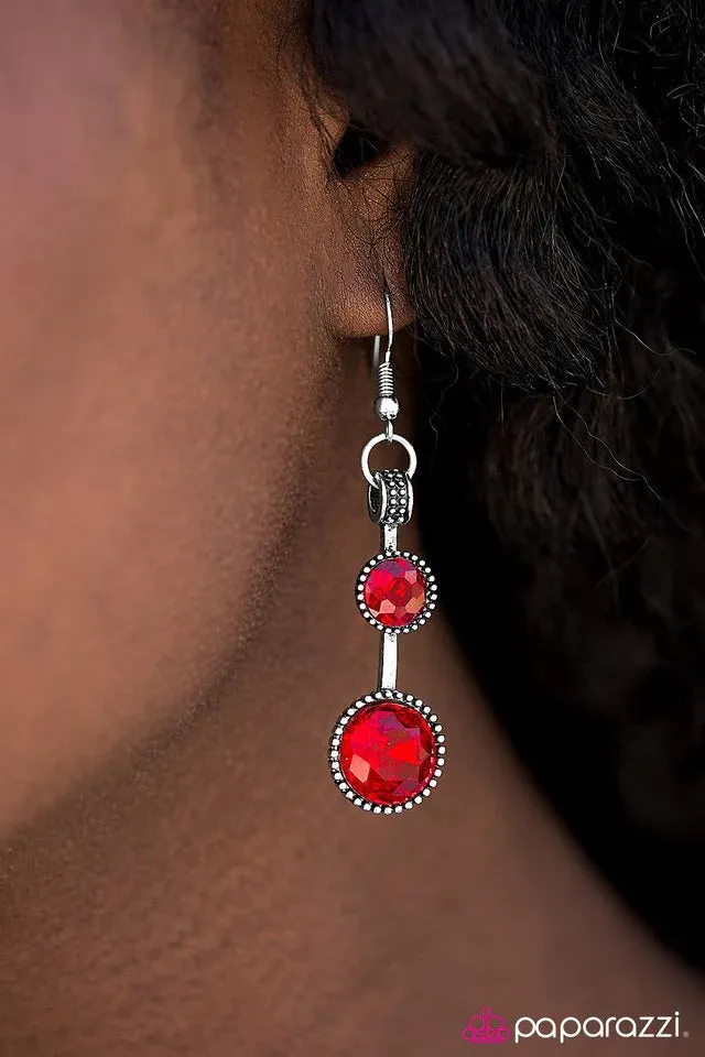 Paparazzi Earring ~ The SPARK-est Hour - Red