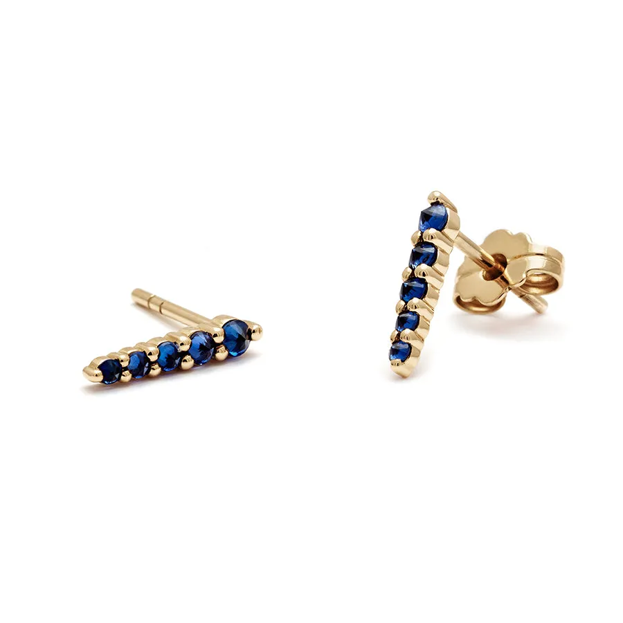 Pavé Pointe Stud Earring (Medium) - Yellow Gold & Blue Sapphire