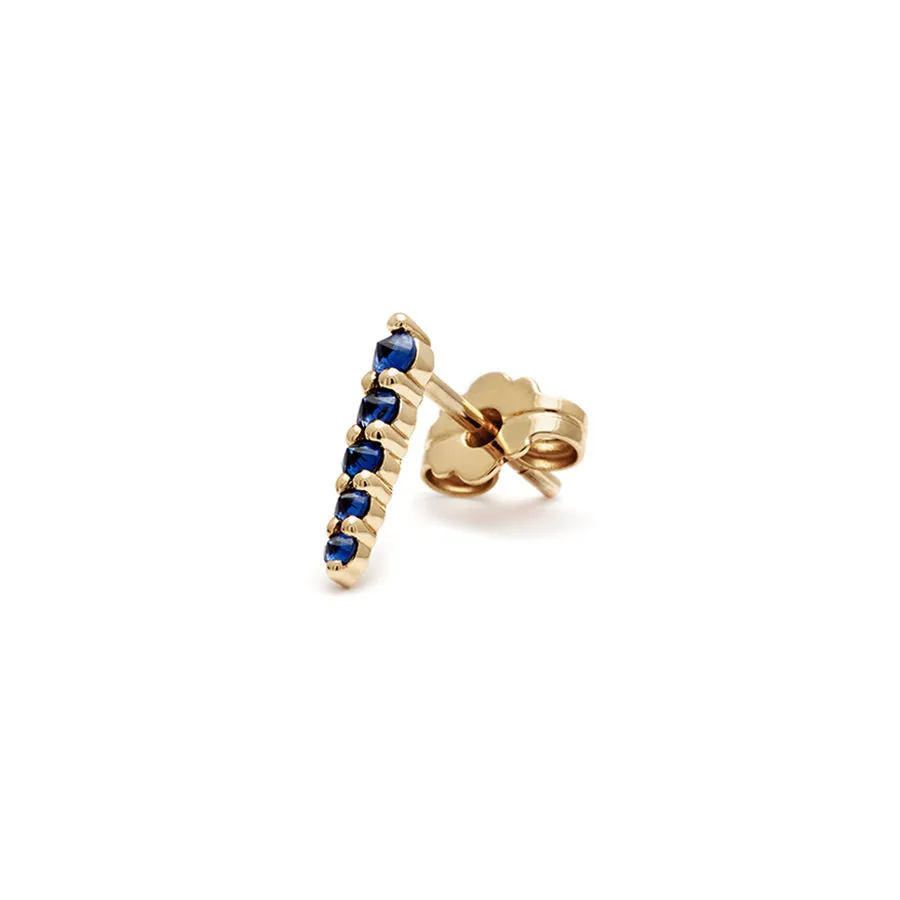 Pavé Pointe Stud Earring (Medium) - Yellow Gold & Blue Sapphire