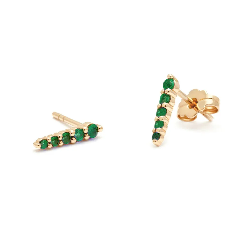 Pavé Pointe Stud Earring (Medium) - Yellow Gold & Emerald