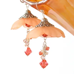 Peach Parasol: Large Flower Earrings