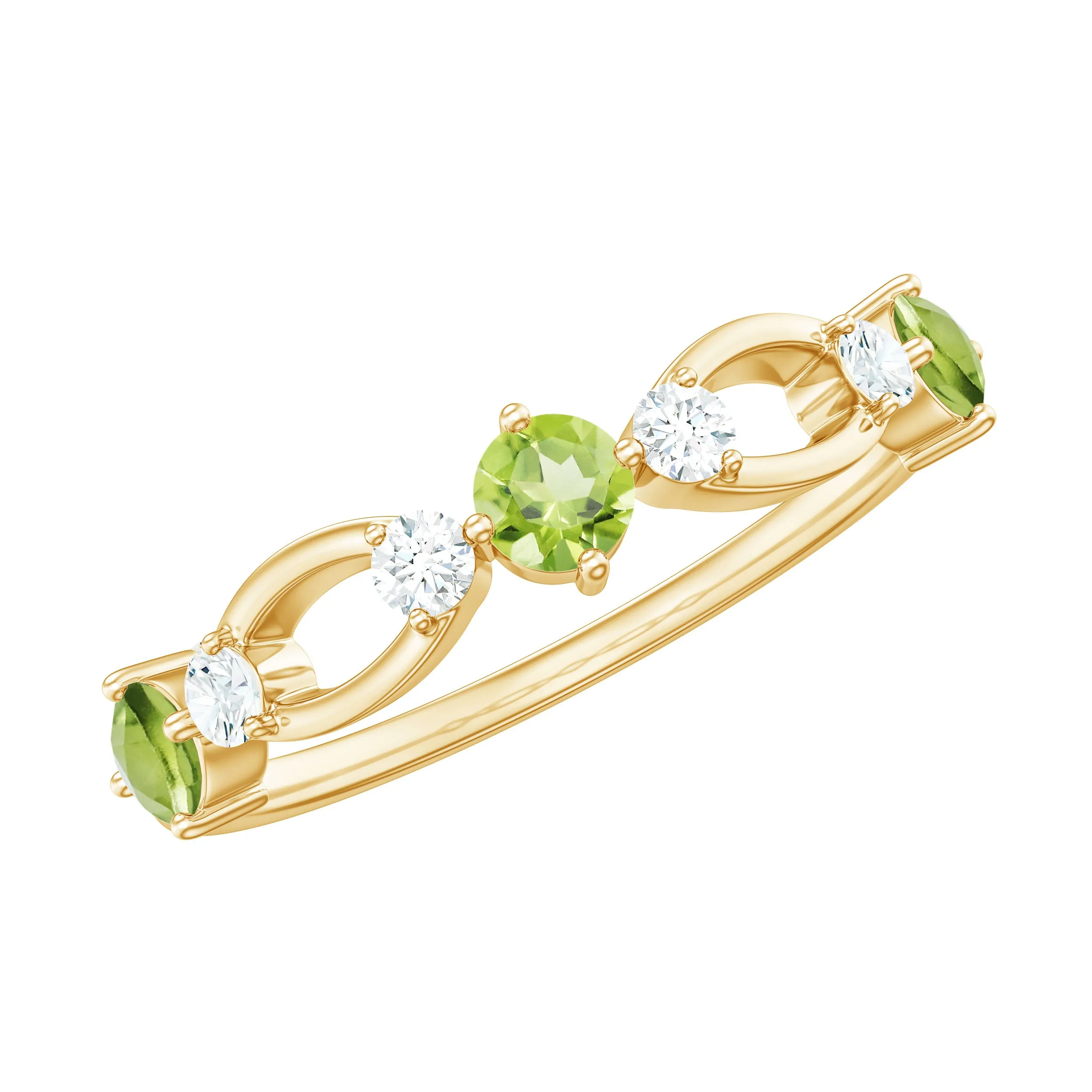 Peridot and Diamond Minimal Promise Ring