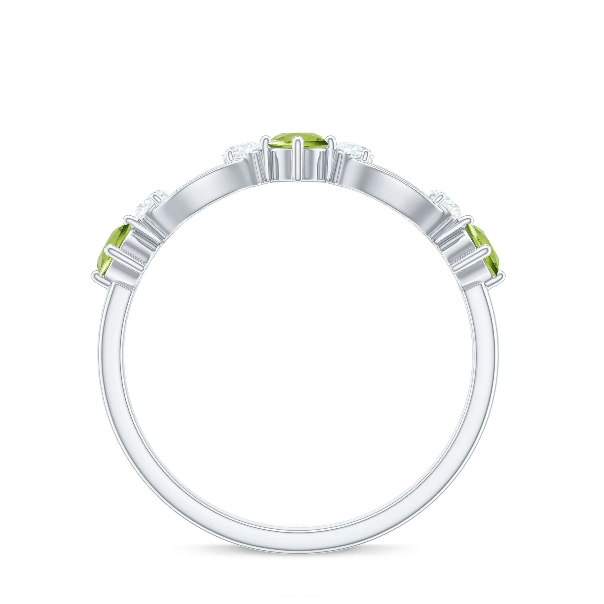 Peridot and Diamond Minimal Promise Ring