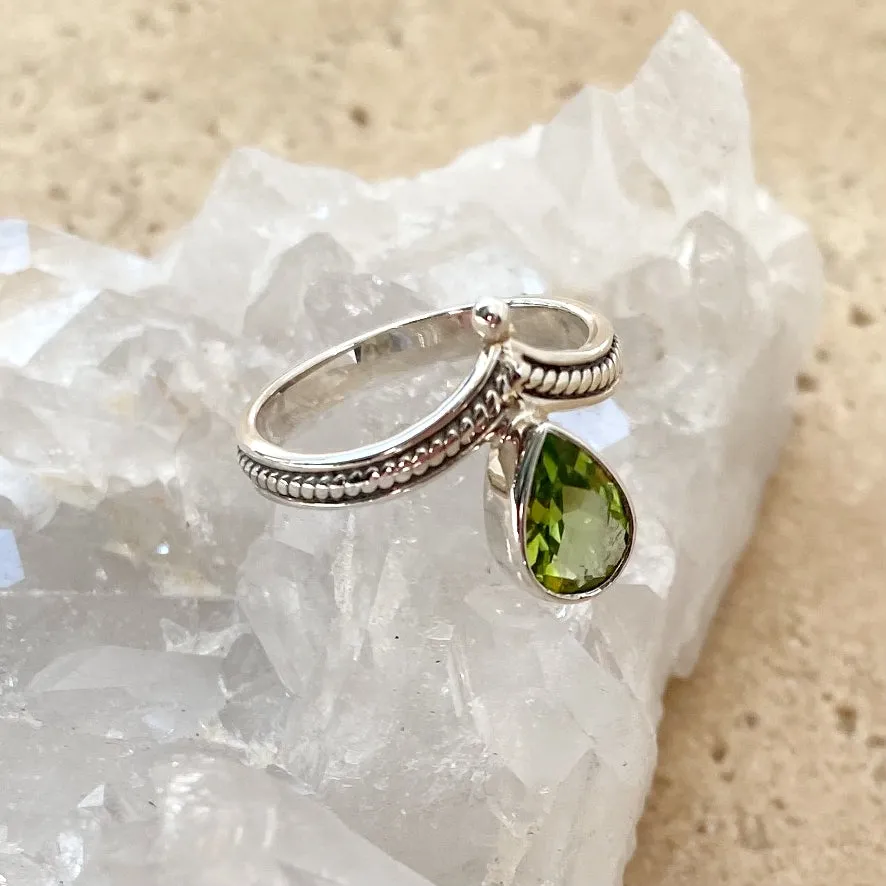 Peridot Teardrop Stacking Ring - Aurora