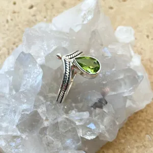 Peridot Teardrop Stacking Ring - Aurora