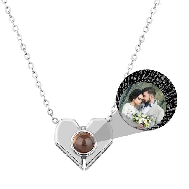 Personalized Heart Shaped Projection Necklace Custom Photo Pendan