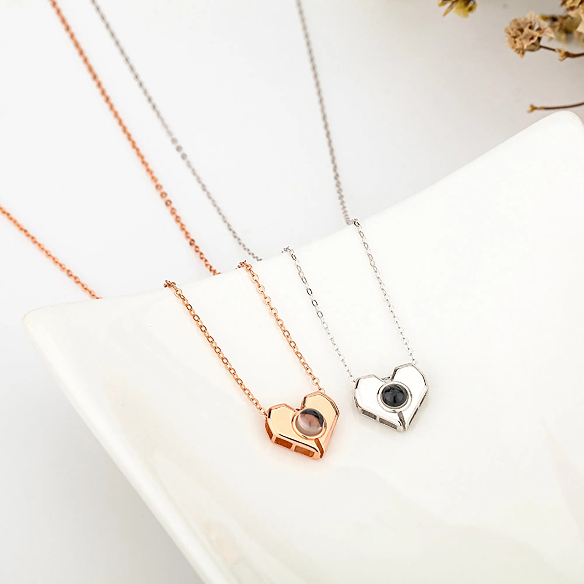 Personalized Heart Shaped Projection Necklace Custom Photo Pendan