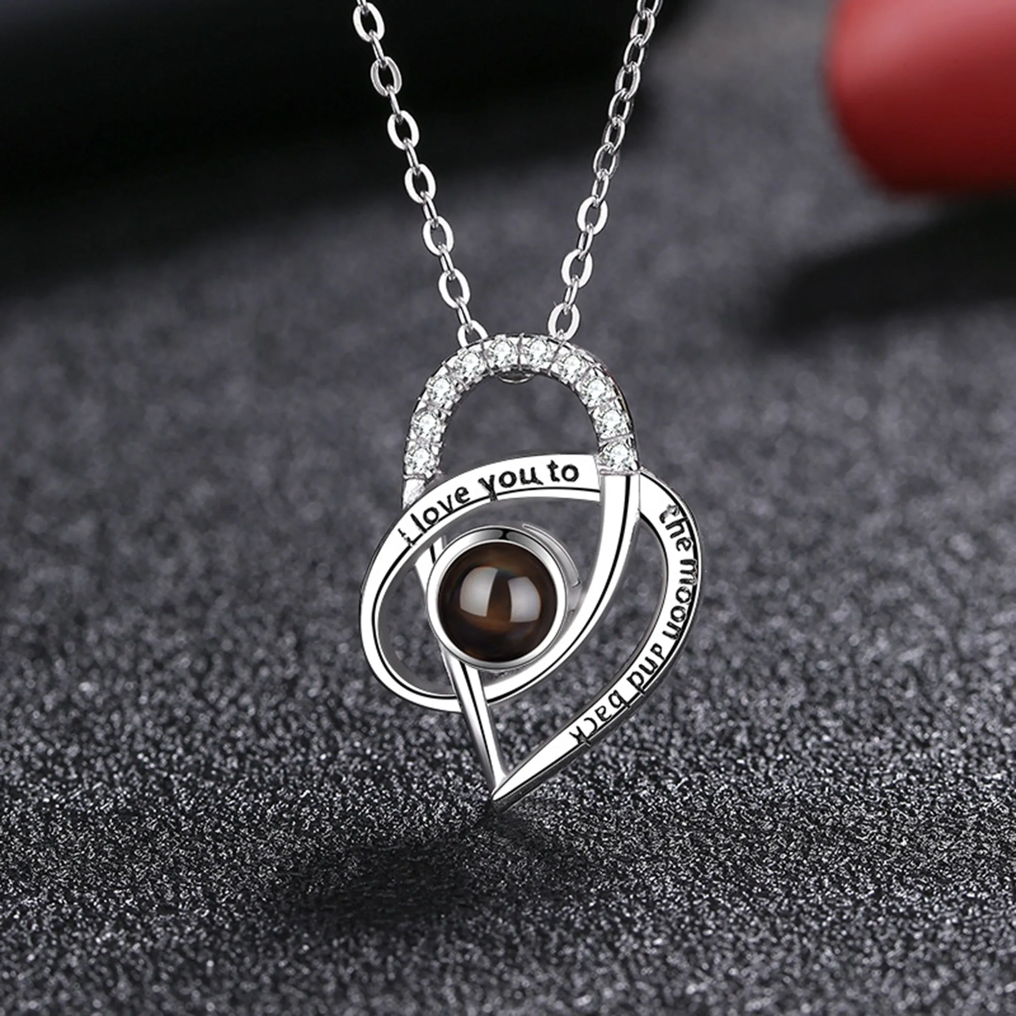 Personalized Necklaces Customize Name Projection Photo Crystal Heart Stitching Necklace