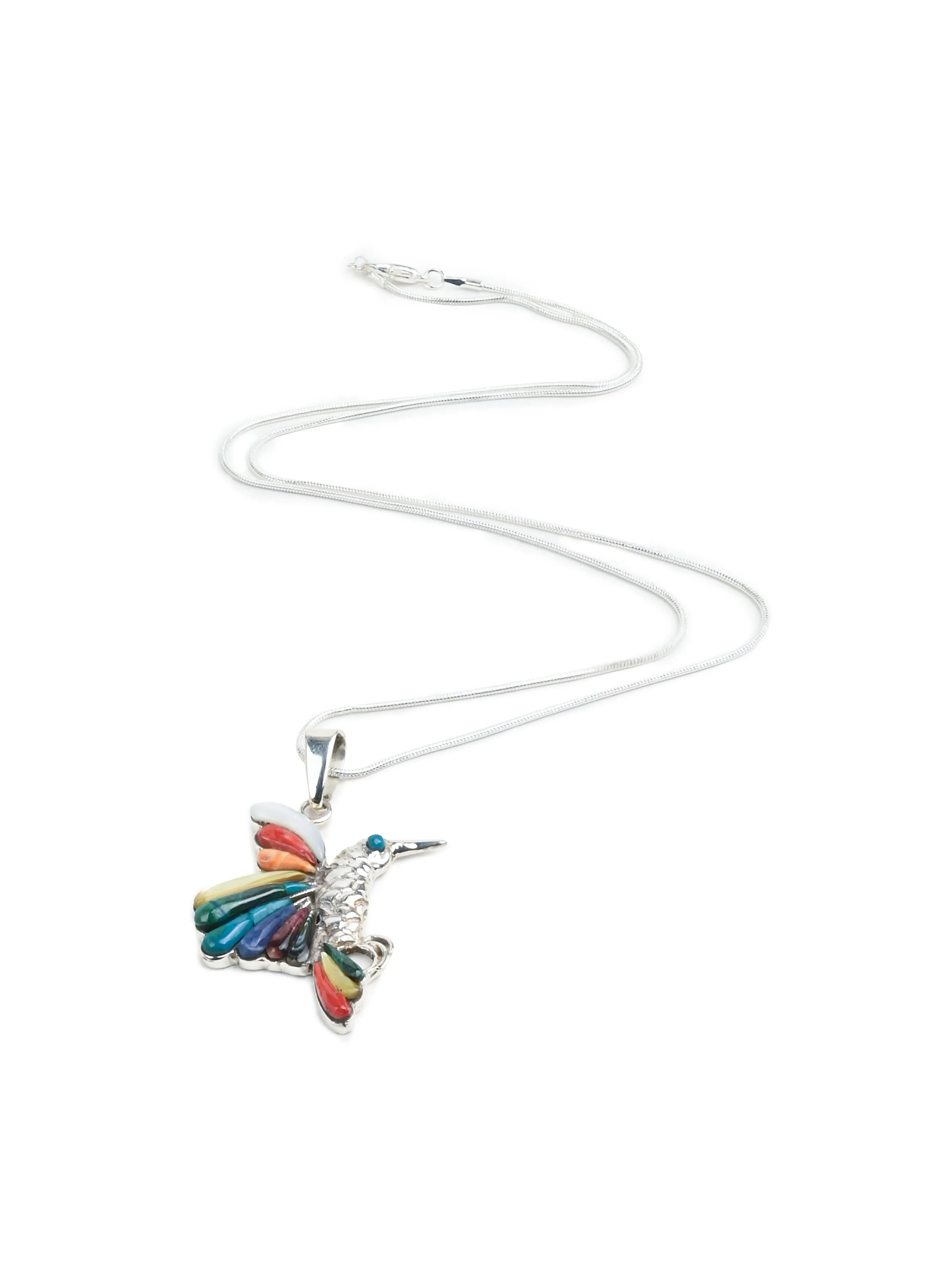 Peruvian Sacred Hummingbird - Sterling Silver Shell and Stone Inlay