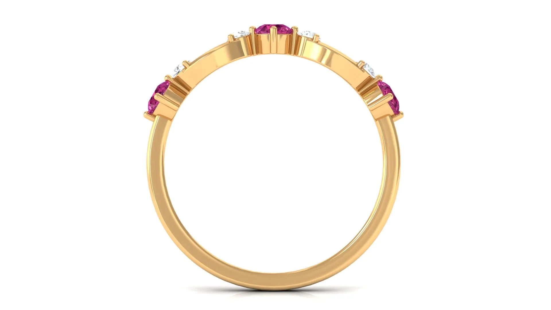 Pink Tourmaline and Diamond Minimal Eternity Anniversary Band Ring