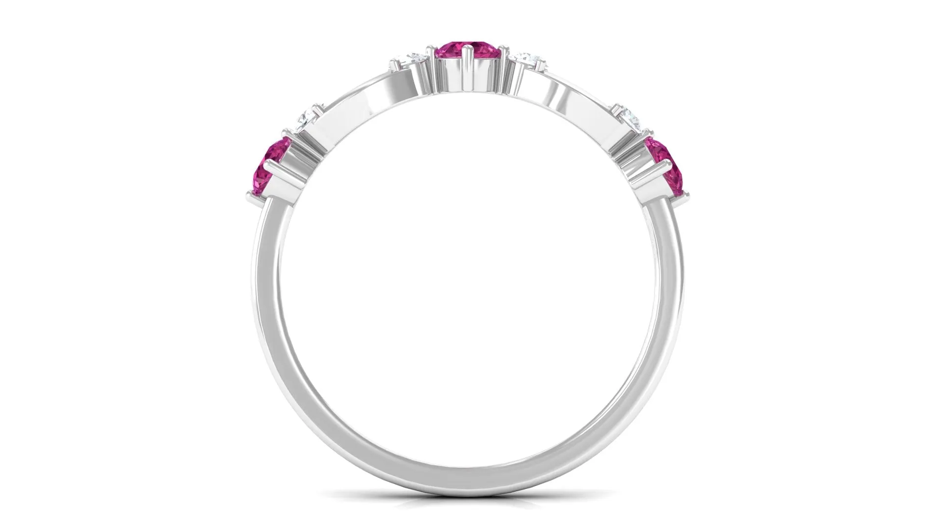 Pink Tourmaline and Diamond Minimal Eternity Anniversary Band Ring