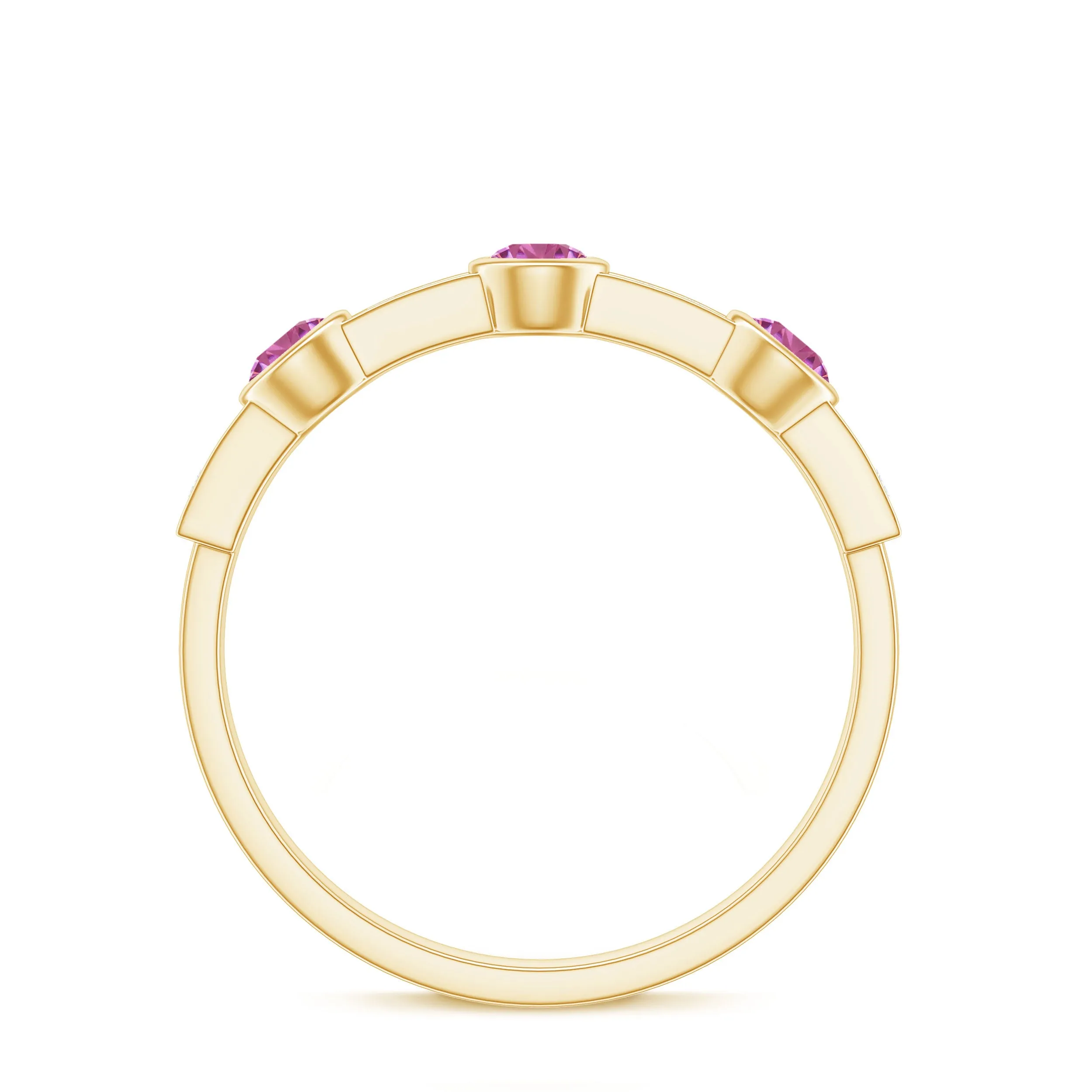 Pink Tourmaline and Diamond Minimal Half Eternity Band Ring