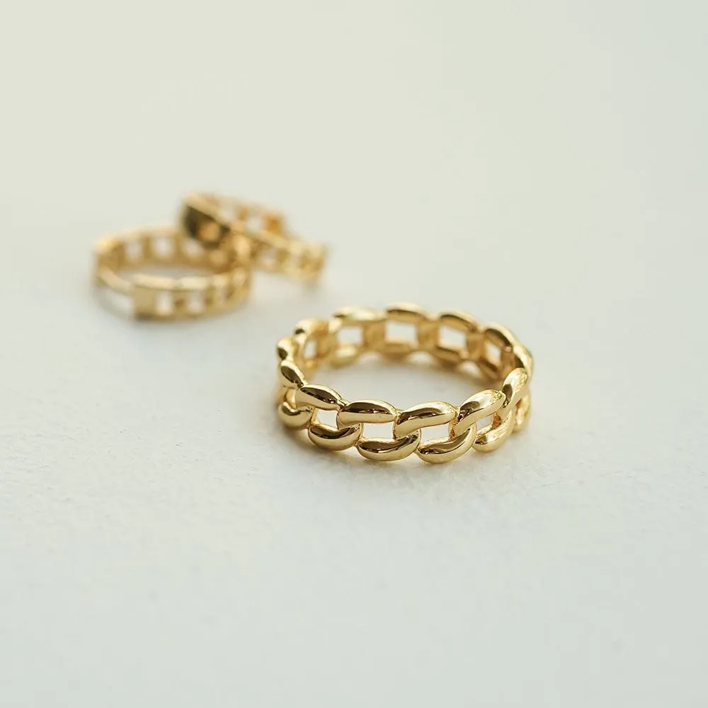 Polly Sayer Solid Chain Ring 18ct Gold Plate