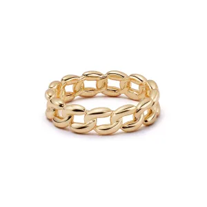 Polly Sayer Solid Chain Ring 18ct Gold Plate