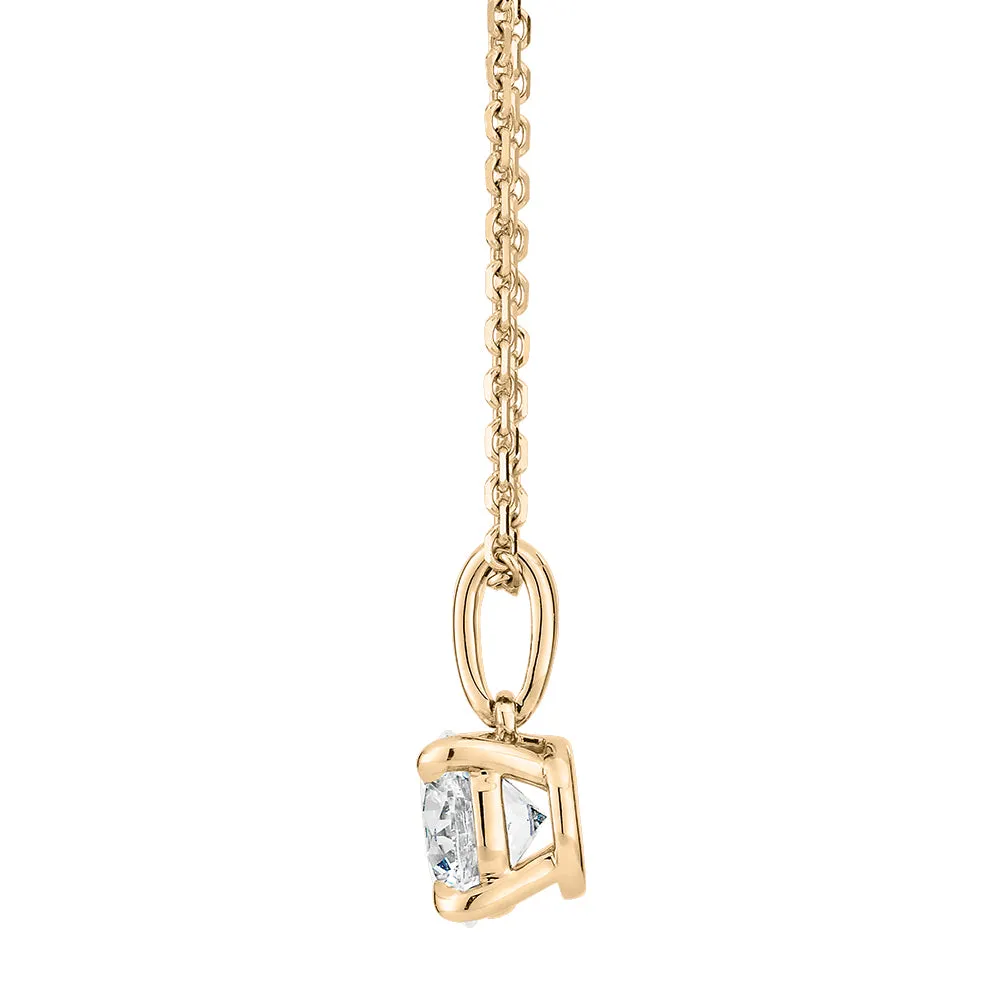 Premium Certified Laboratory Created Diamond, 0.70 carat round brilliant solitaire pendant in 18 carat yellow gold