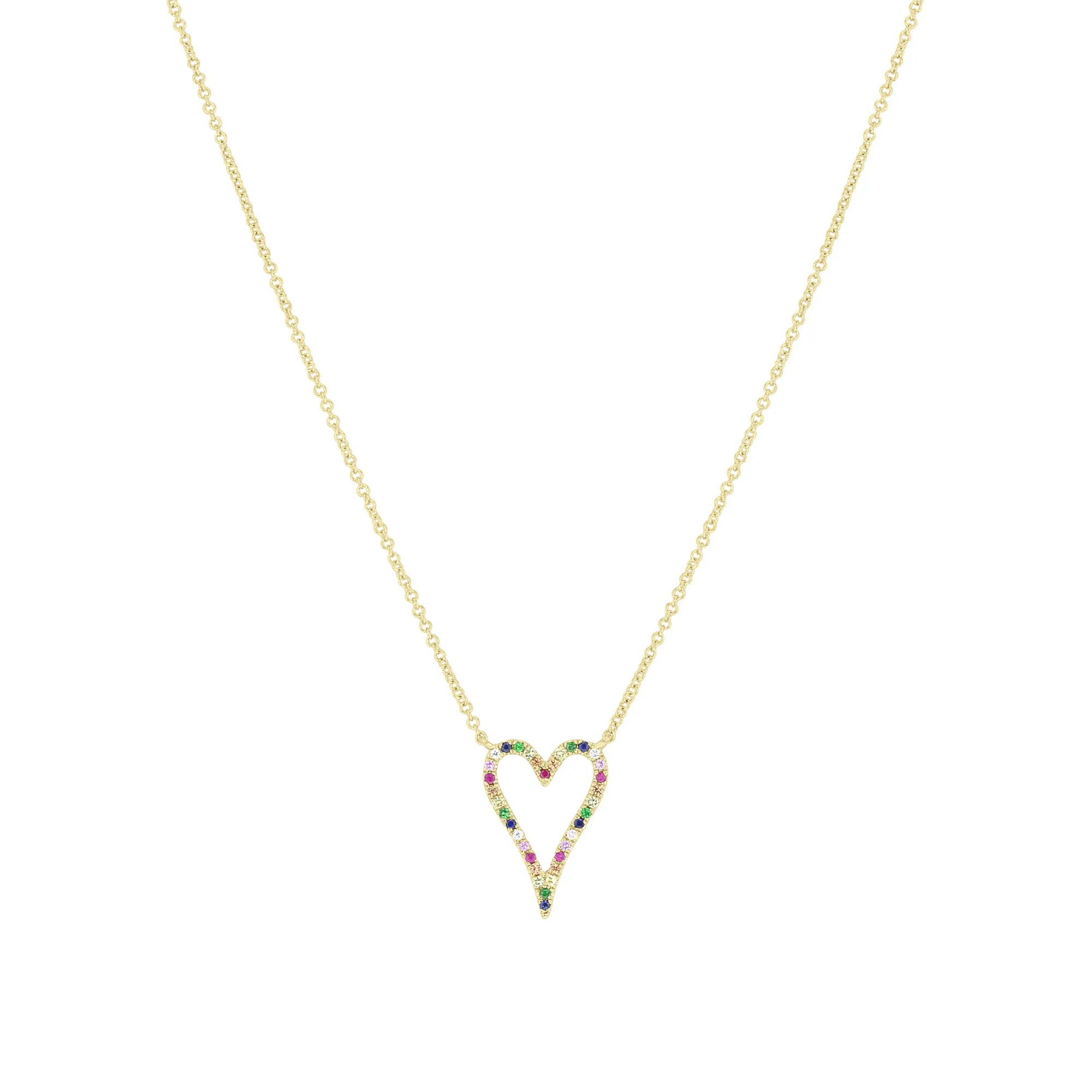 Prismatic Heart Rainbow Sapphire Necklace