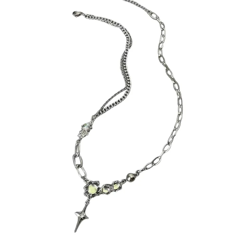 "Moonstone Four-awn Star Stitching" Necklaces