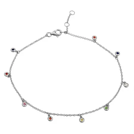 Rainbow Gemstone Anklet