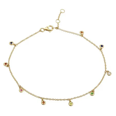 Rainbow Gemstone Anklet