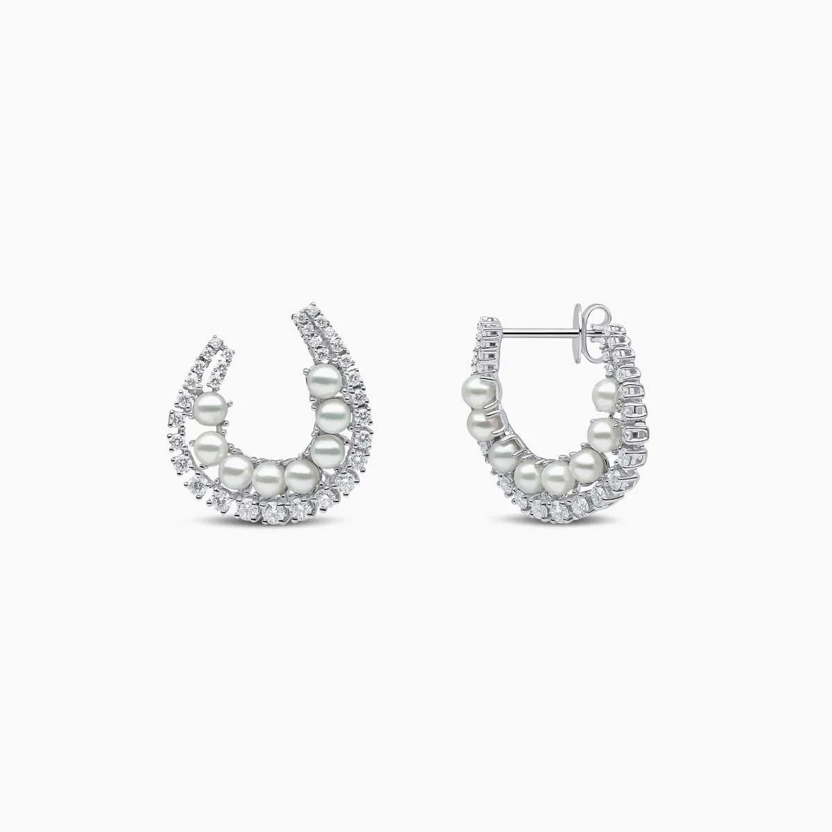 Raindrop 18K Gold Akoya Pearl and Diamond Hoop Earrings