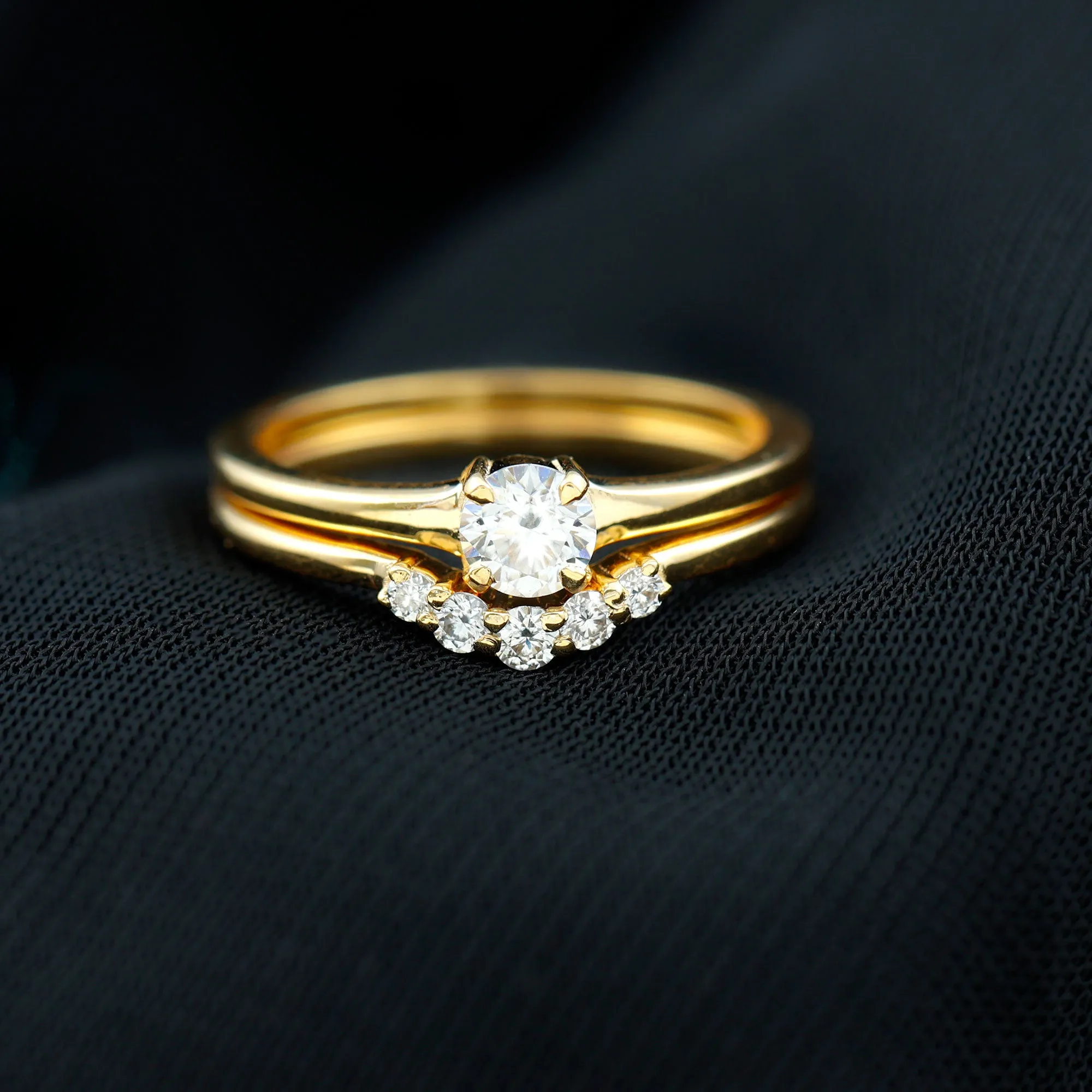 Real Diamond Minimal Wedding Ring Set