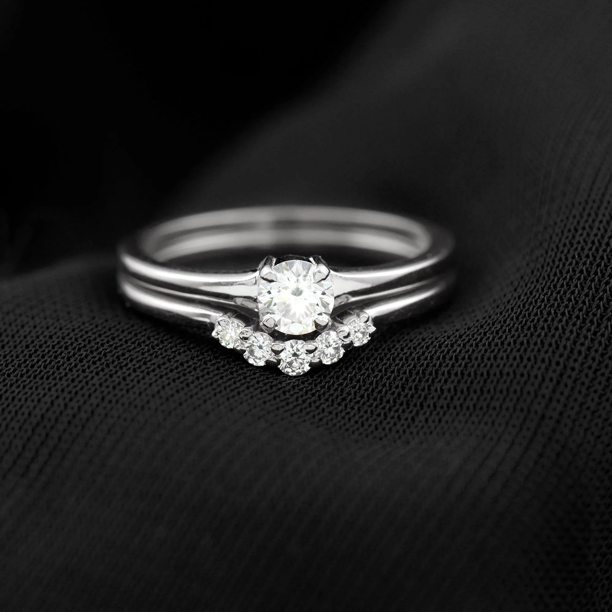 Real Diamond Minimal Wedding Ring Set