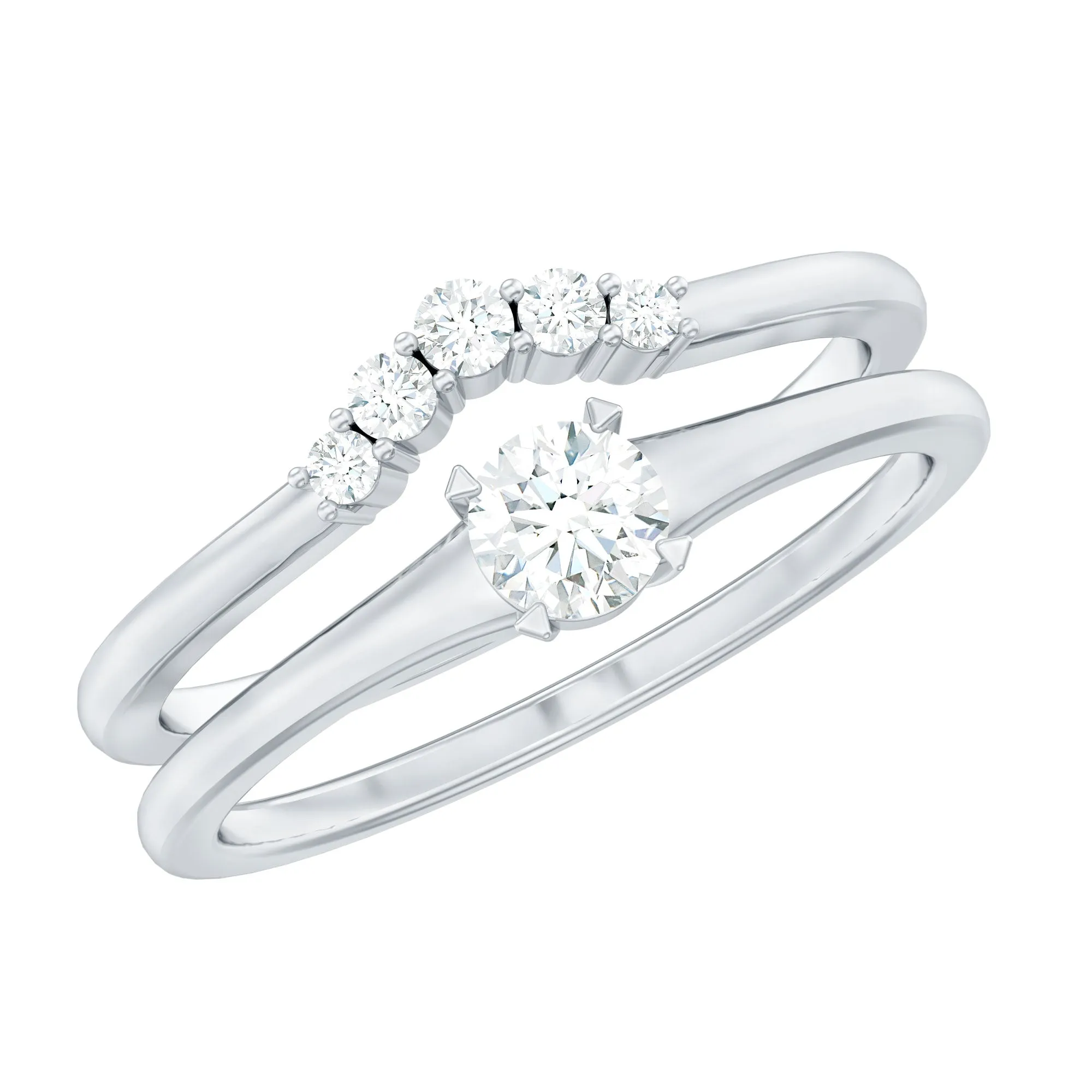 Real Diamond Minimal Wedding Ring Set