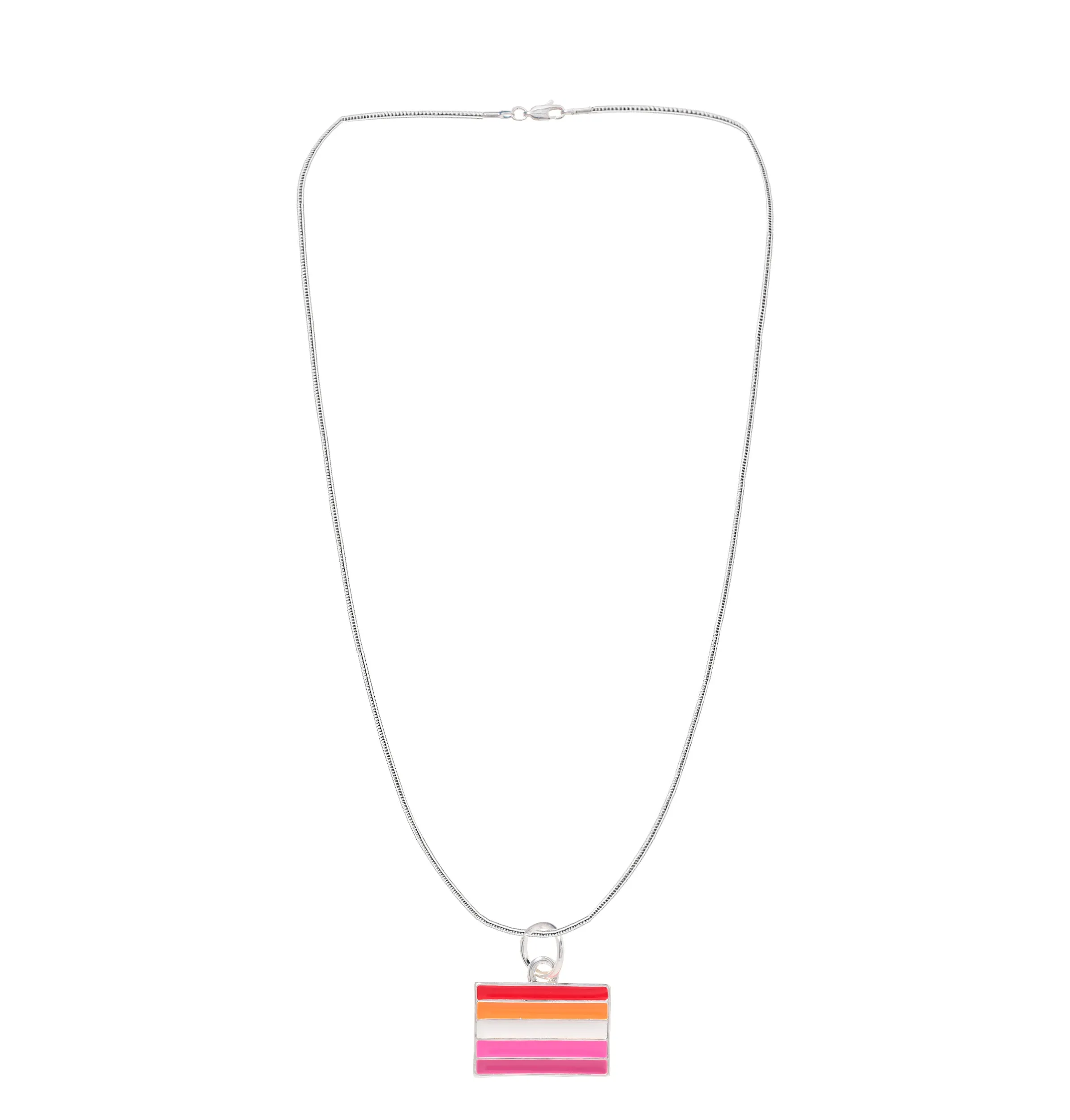 Rectangle Sunset Lesbian Flag Necklaces