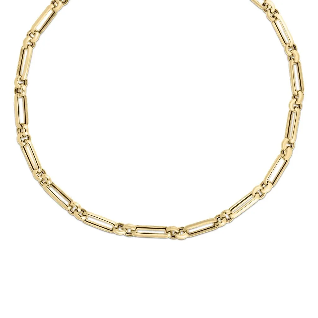 Roberto Coin Designer 18k Yellow Gold Mixed Link Necklace