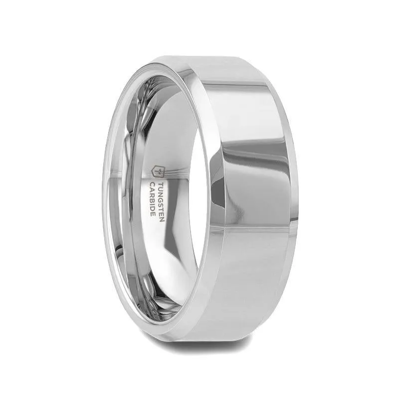 ROMA Women's Beveled Tungsten Carbide Wedding Ring - 4mm & 6mm