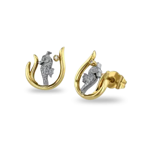 Seahorse Gold & Diamond Stud Earrings