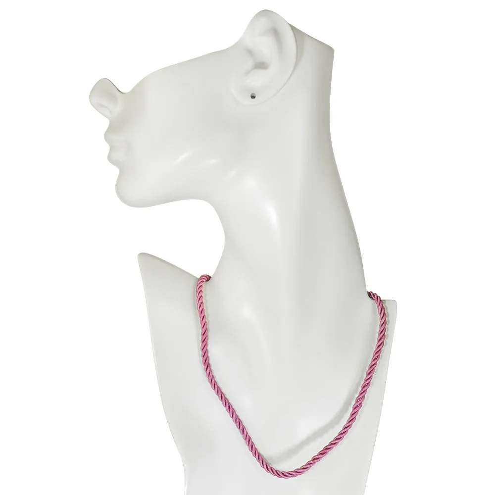 Set of 2 Mystic Cord Necklaces (Silvertone/Pink/Mauve)