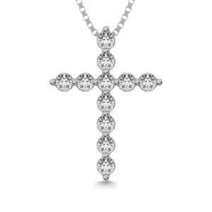 Shared Prong Diamond  1/5 Ct.Tw Cross Pendant.