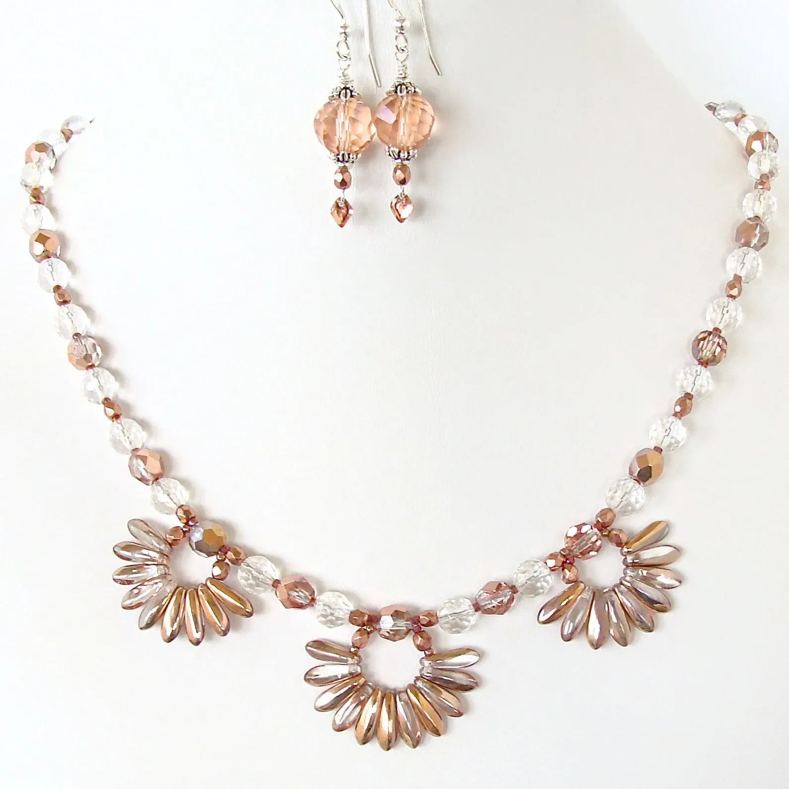 Shirisha: Rose Gold Flower Necklace Set