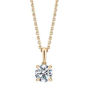 Signature Simulant Diamond 0.70 carat* round brilliant solitaire pendant in 14 carat yellow gold