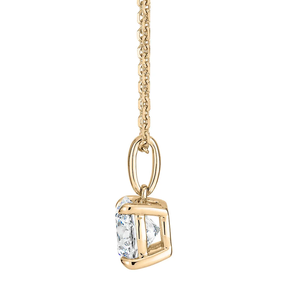 Signature Simulant Diamond 1.00 carat* round brilliant solitaire pendant in 14 carat yellow gold